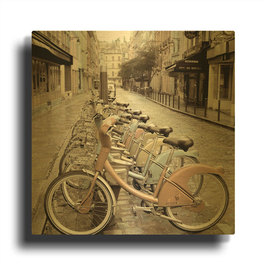 'City Street Ride Paris' By Alan Blaustein Gold Metal Wall Art