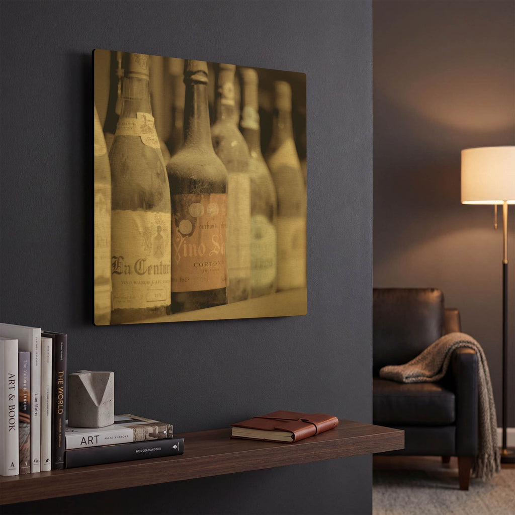 'Enoteca Cortona 1' By Alan Blaustein Gold Metal Wall Art