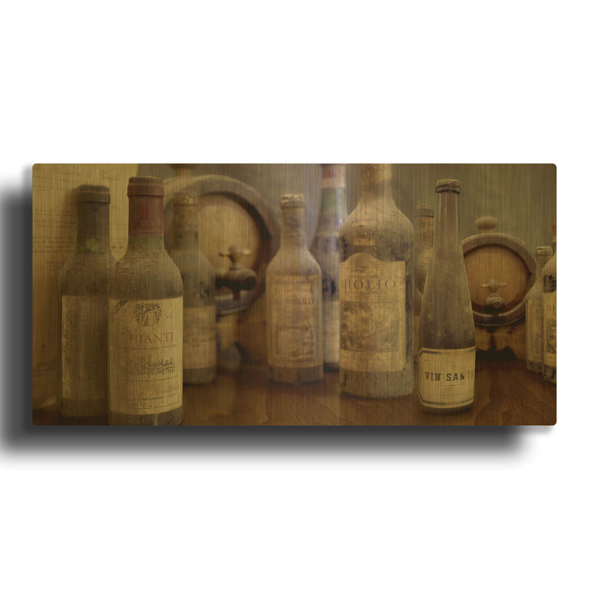 'Enoteca Cortona 5' By Alan Blaustein Gold Metal Wall Art
