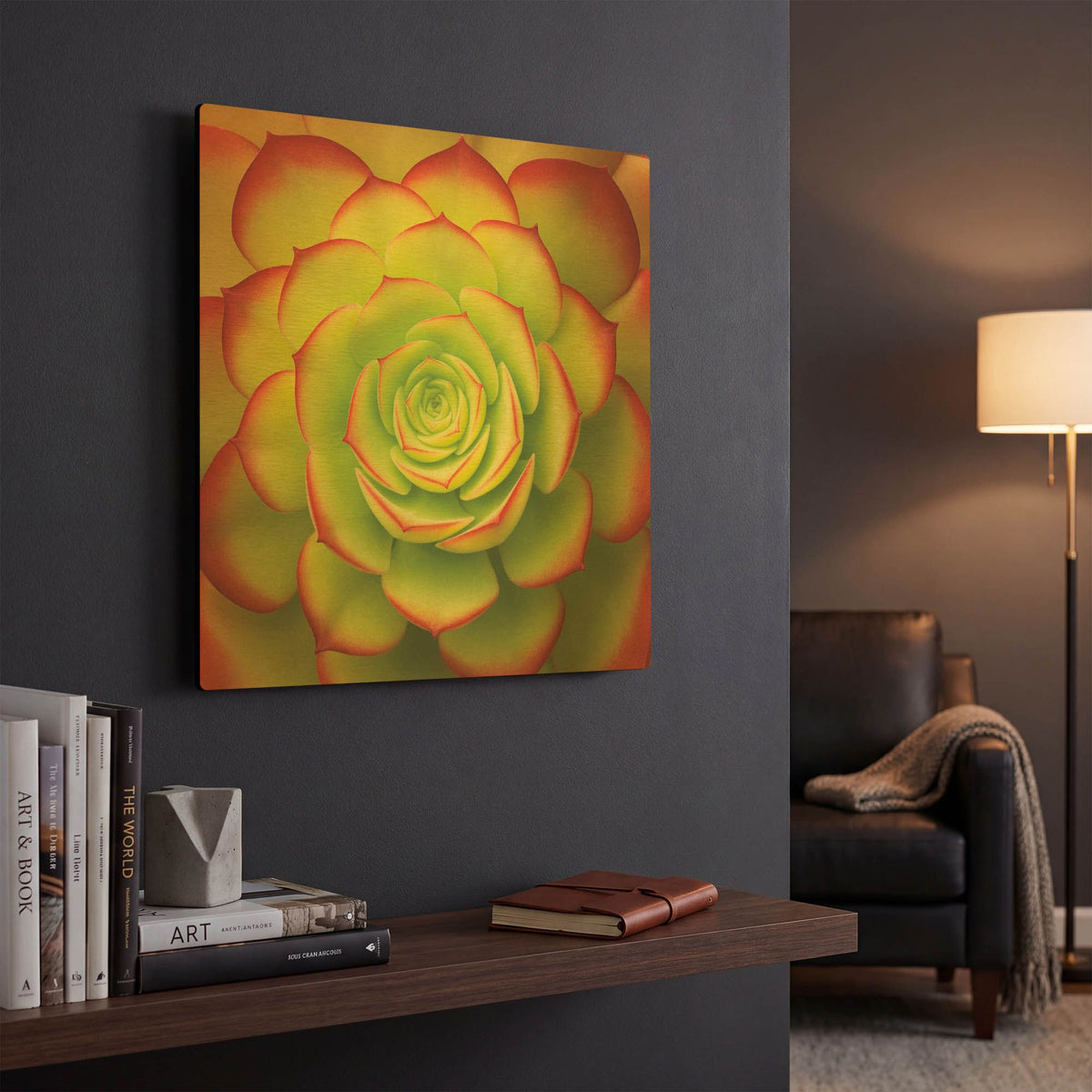 'Fiery Succulent' By Jan Bell Gold Metal Wall Art