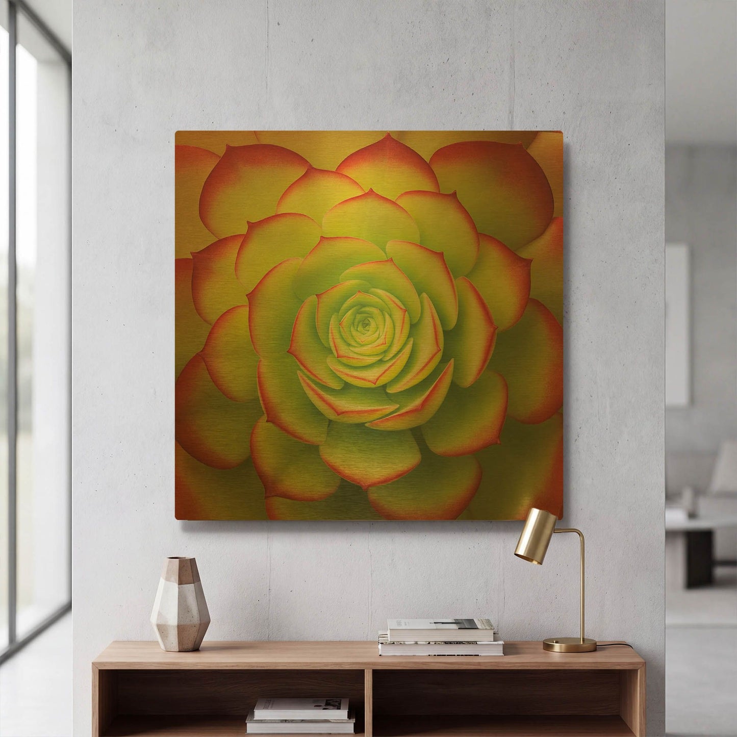 'Fiery Succulent' By Jan Bell Gold Metal Wall Art