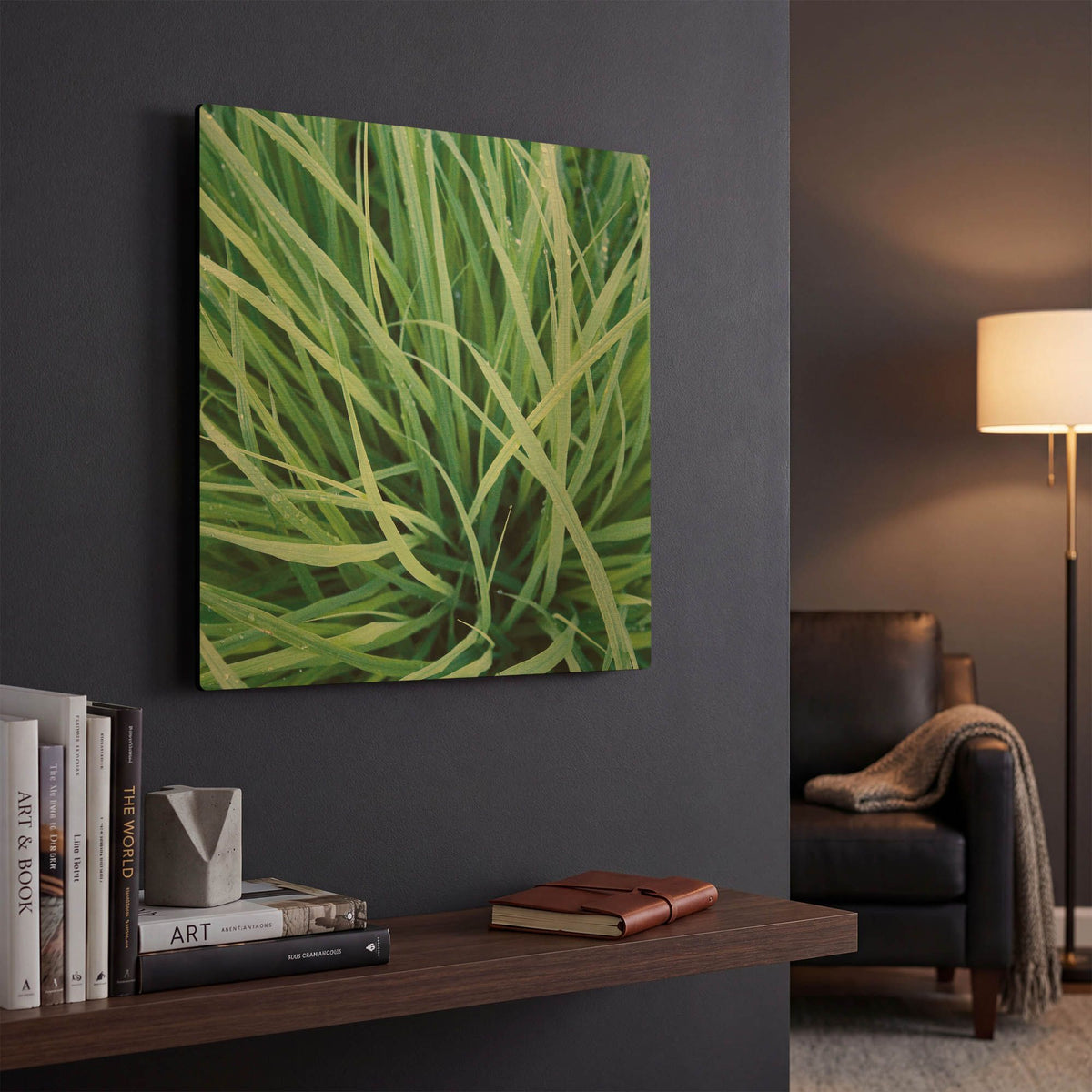 'Grass with Morning Dew' By Jan Bell Gold Metal Wall Art