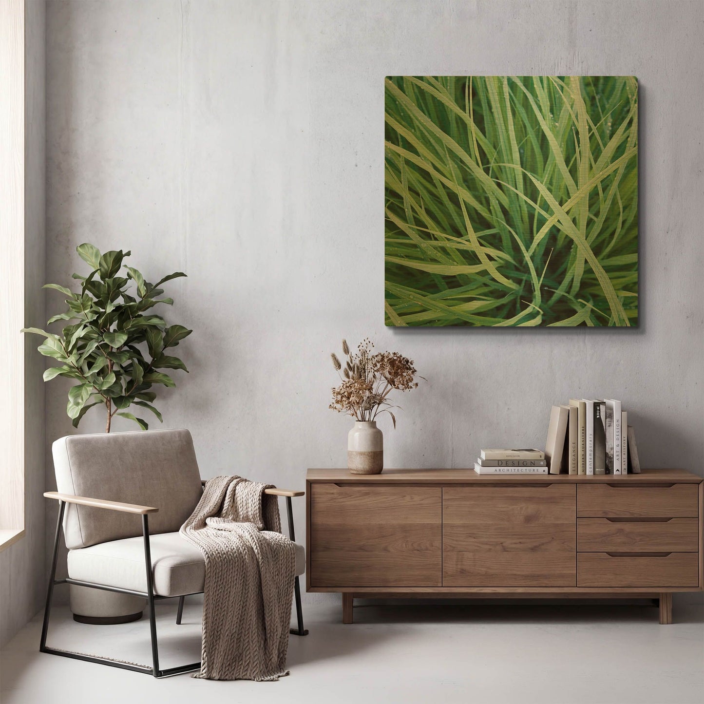 'Grass with Morning Dew' By Jan Bell Gold Metal Wall Art