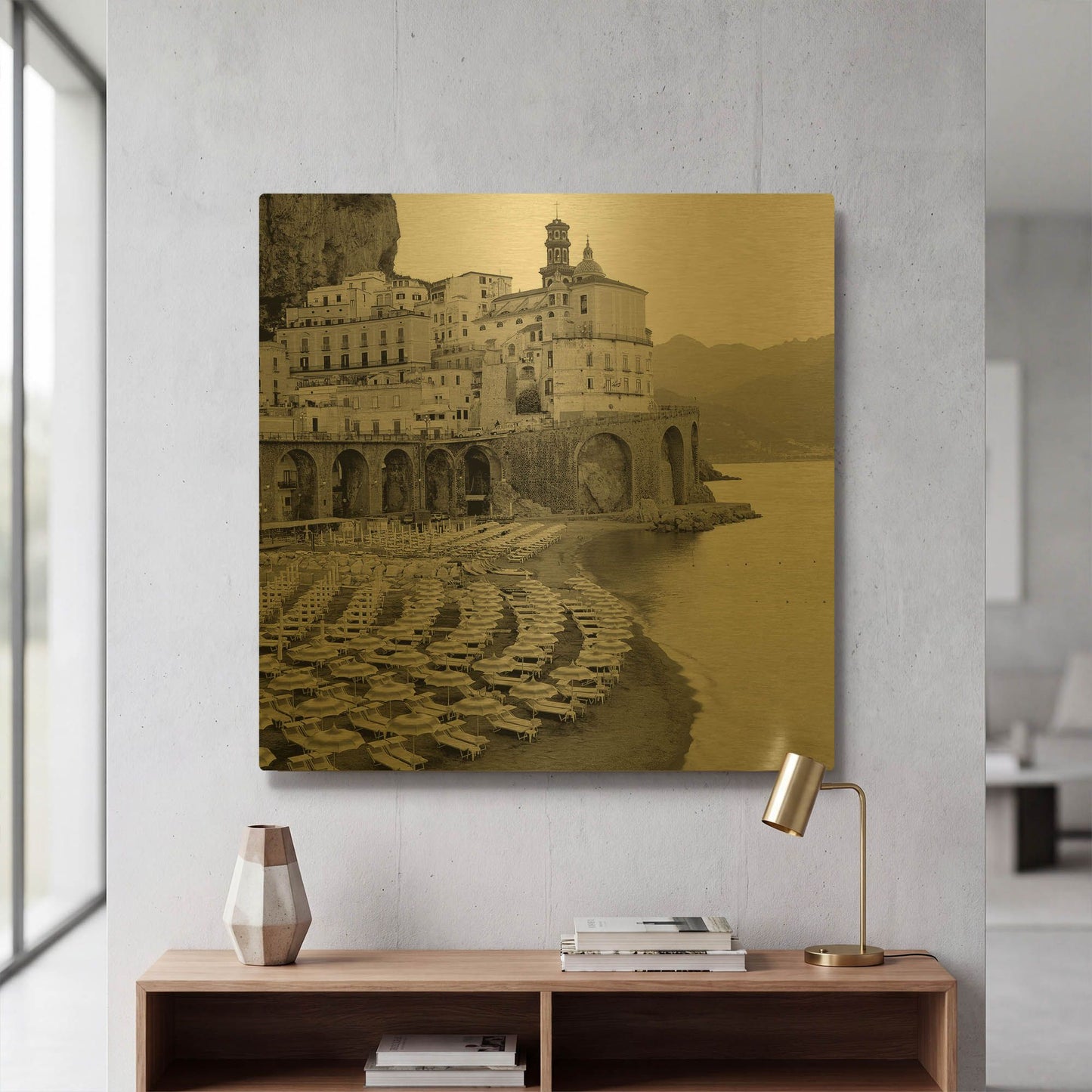 'Ombrellone da Spiaggia' By Alan Blaustein Gold Metal Wall Art