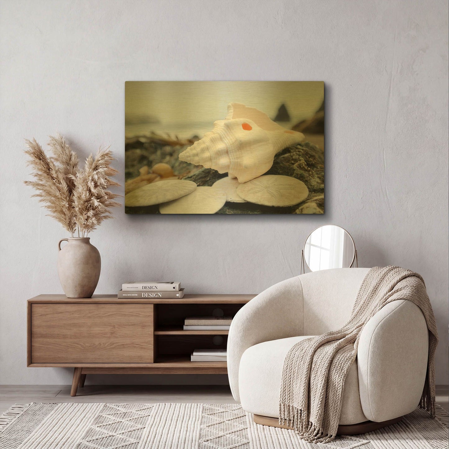 'Crescent Beach Shells 11' By Alan Blaustein Gold Metal Wall Art
