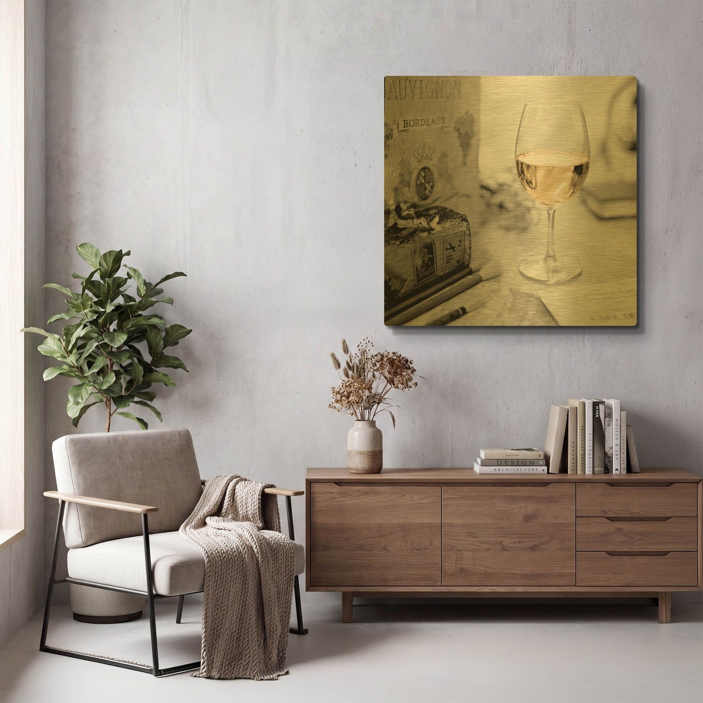 'Vin Blanc' By Alan Blaustein Gold Metal Wall Art