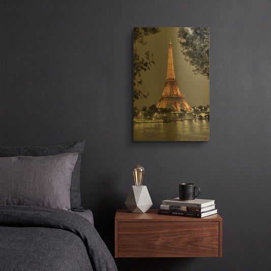 'Nuit sur la Seine' By Alan Blaustein Gold Metal Wall Art