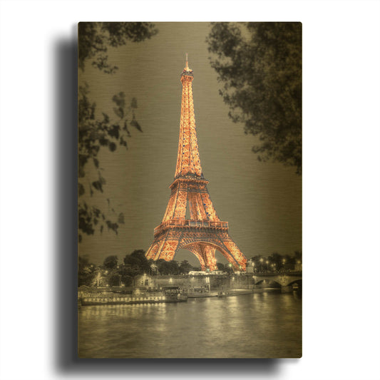 'Nuit sur la Seine' By Alan Blaustein Gold Metal Wall Art