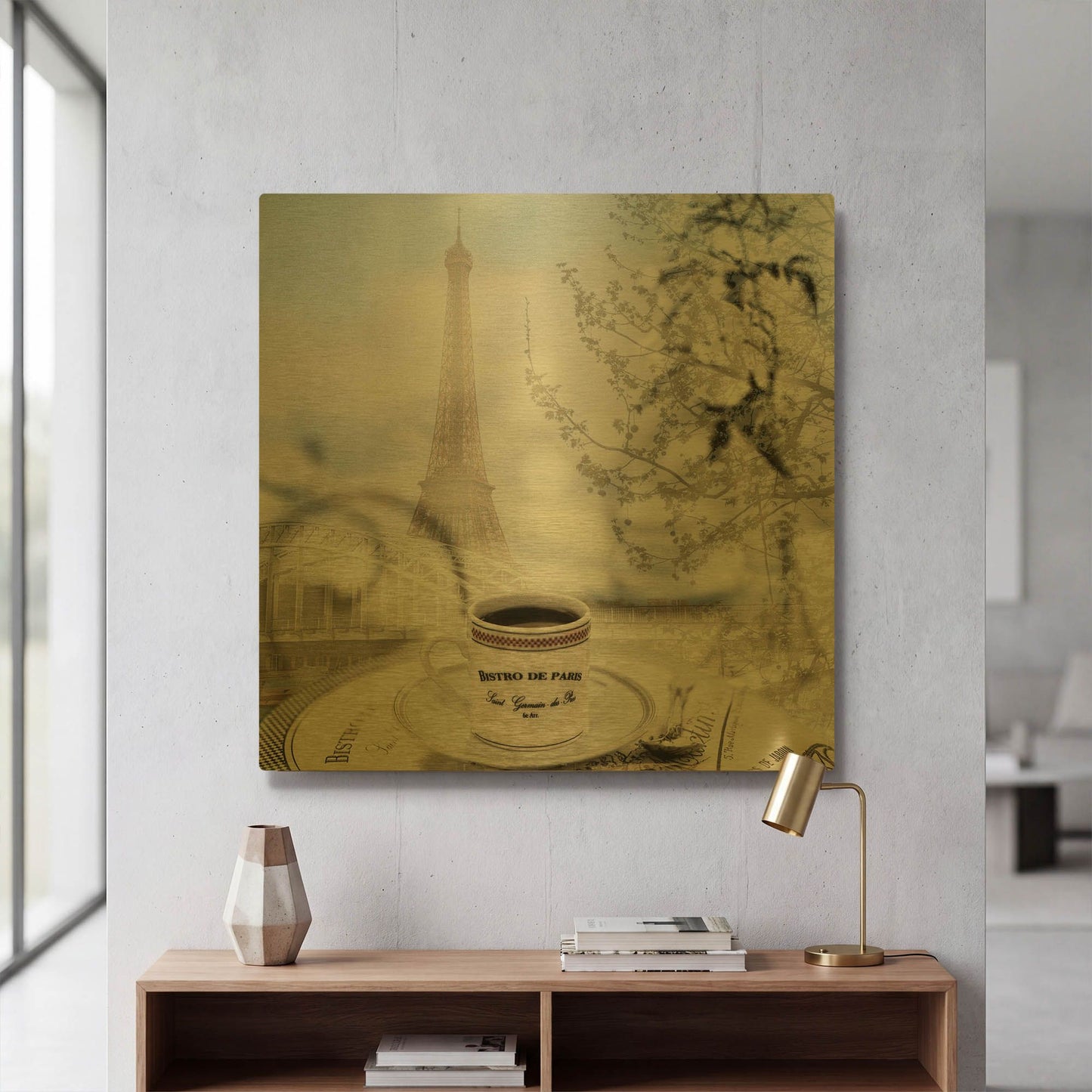 'Bistro de Paris 1' By Alan Blaustein Gold Metal Wall Art