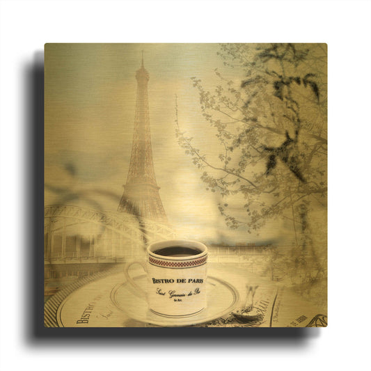 'Bistro de Paris 1' By Alan Blaustein Gold Metal Wall Art