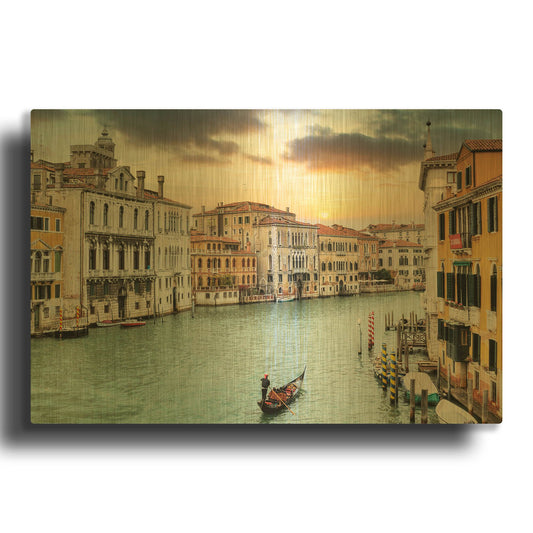 'Gran Canal Vista At Dusk 10' By Alan Blaustein Gold Metal Wall Art