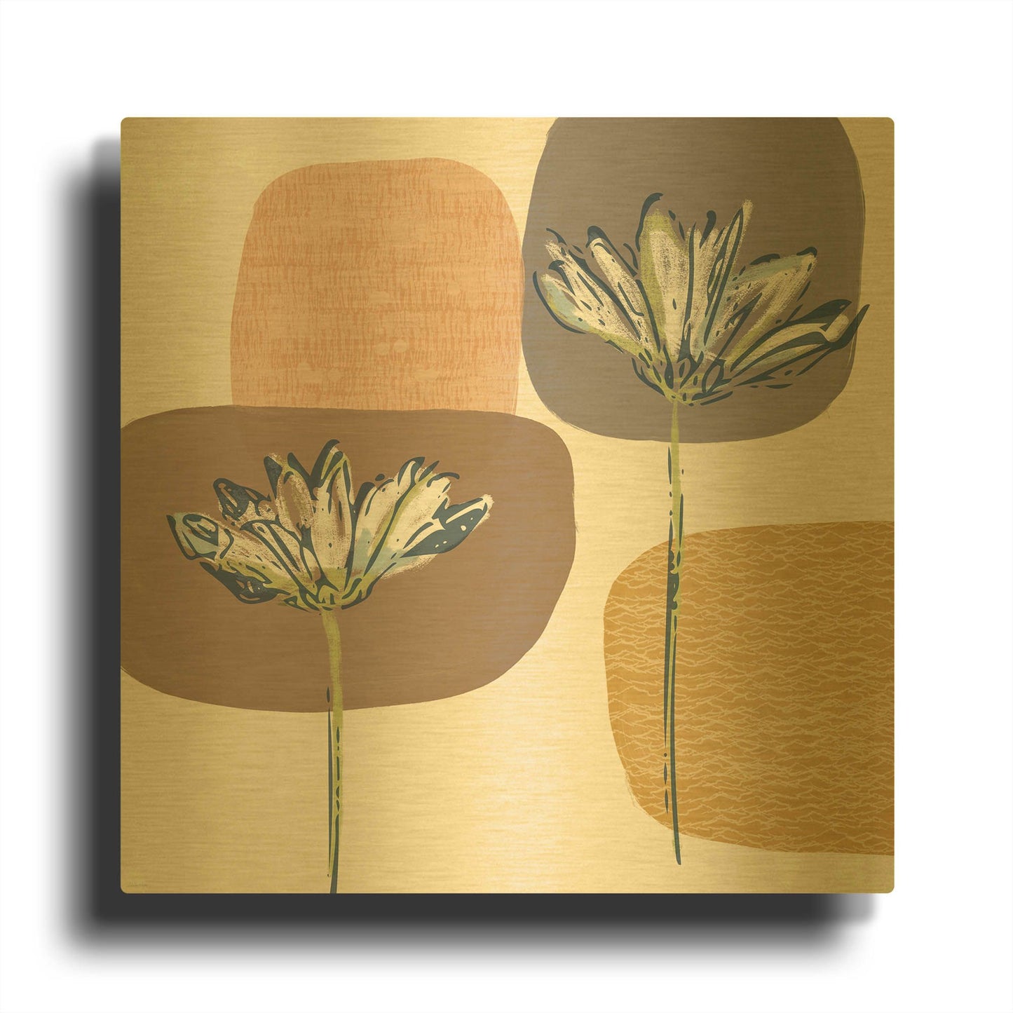 'Soft Floral I' By Linda Woods Gold Metal Wall Art