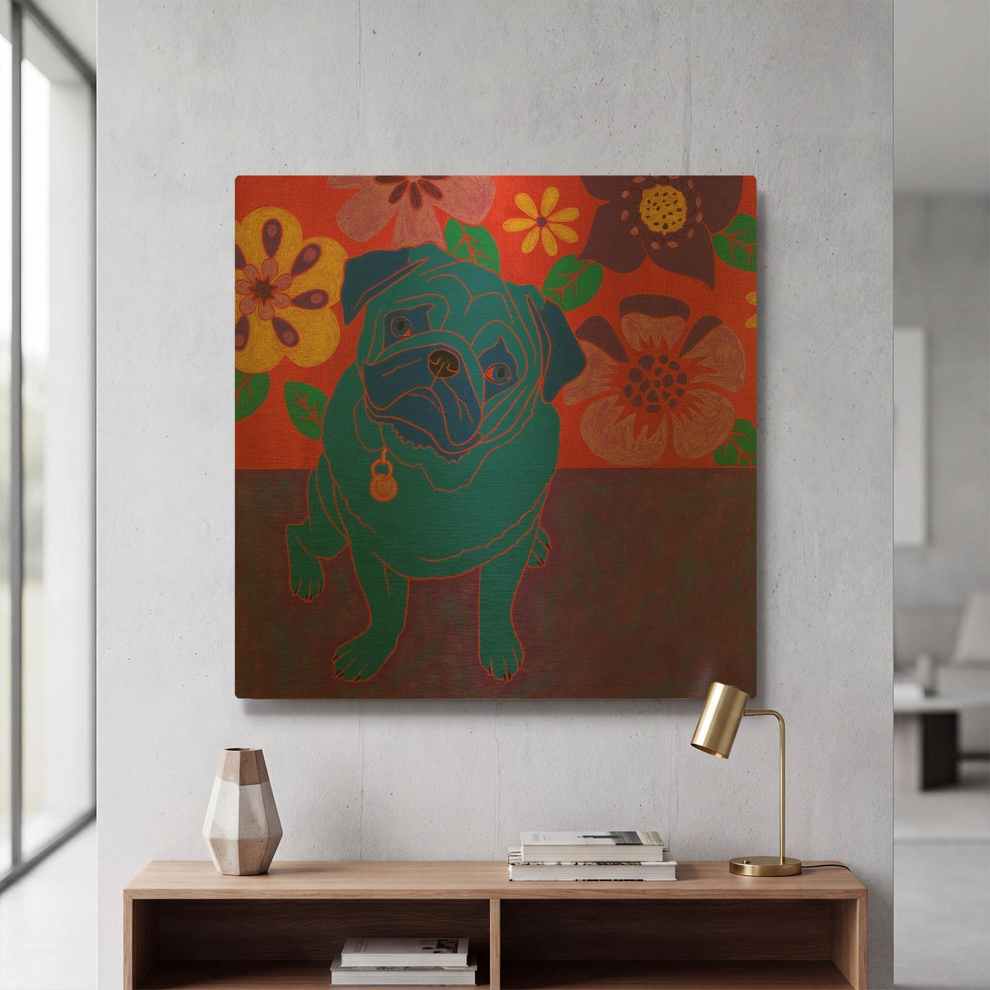 'Perspicacious Pug' By Angela Bond Gold Metal Wall Art