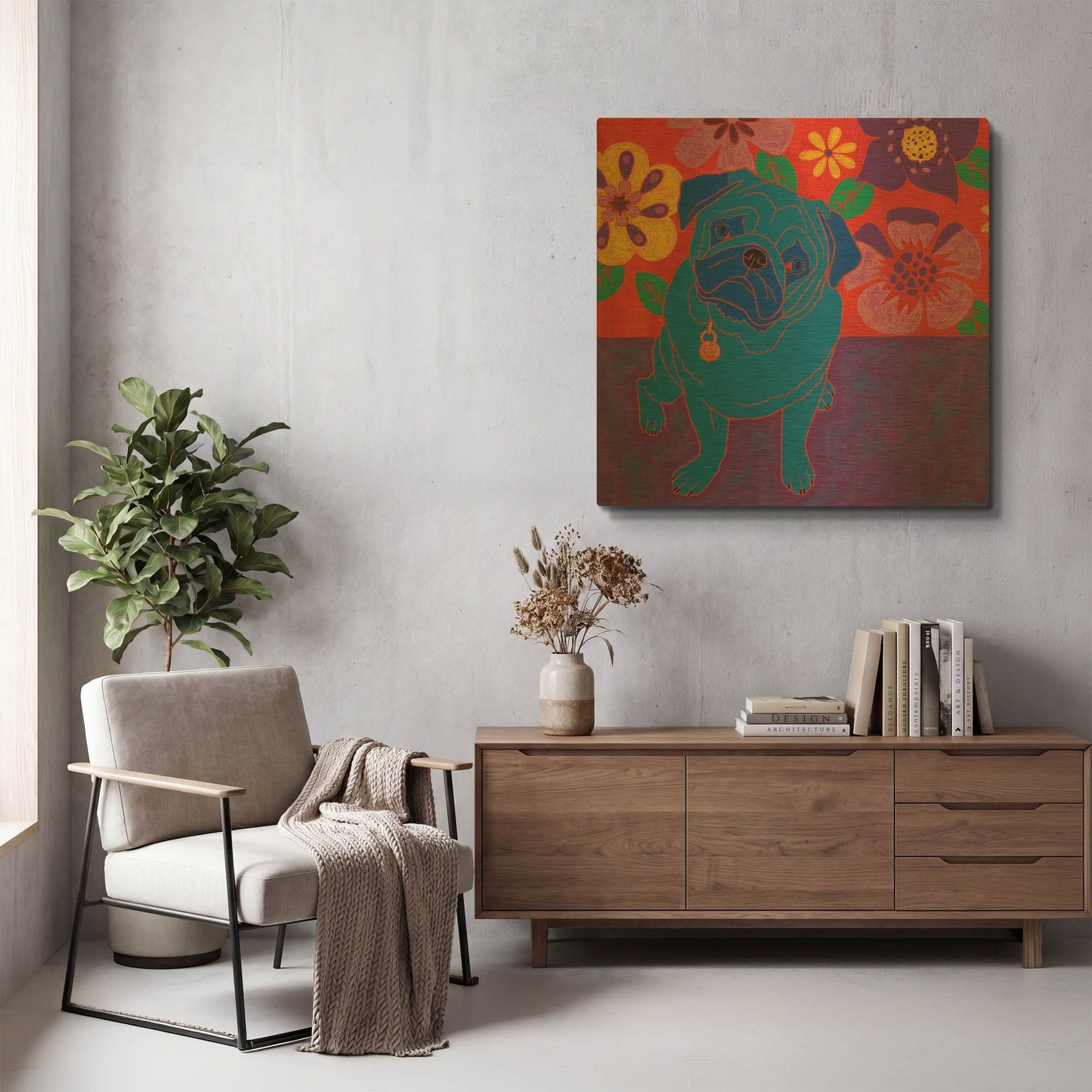 'Perspicacious Pug' By Angela Bond Gold Metal Wall Art