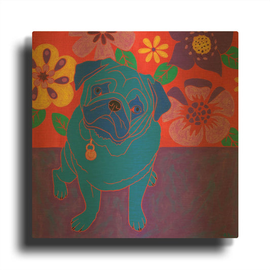 'Perspicacious Pug' By Angela Bond Gold Metal Wall Art