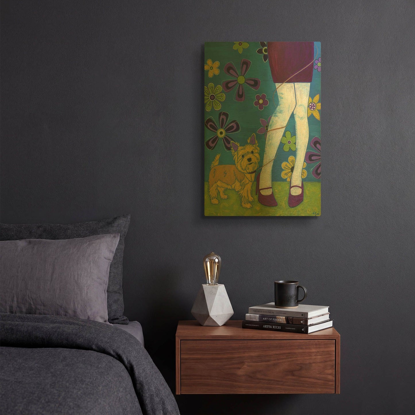 'The Yorkie Fandango' By Angela Bond Gold Metal Wall Art