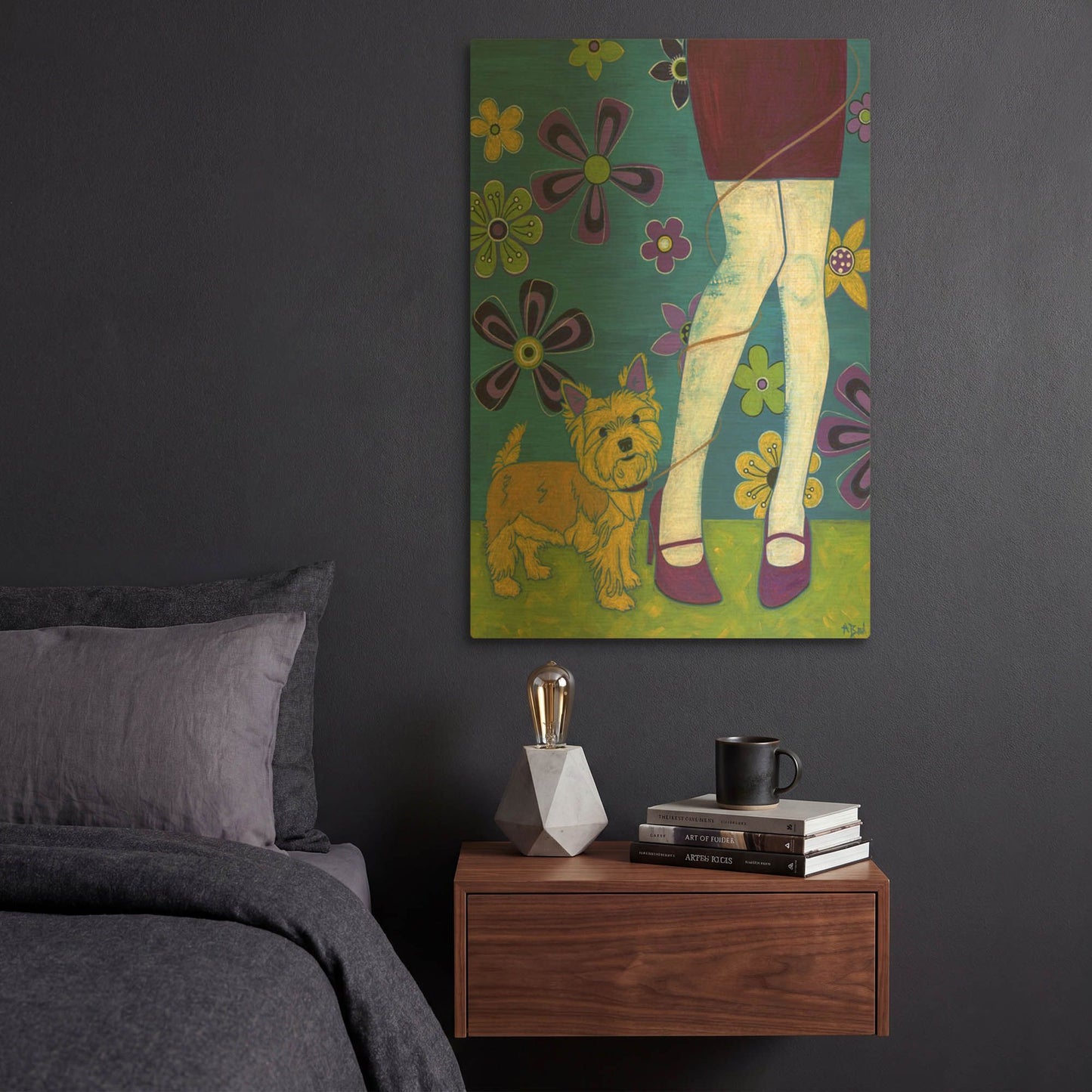 'The Yorkie Fandango' By Angela Bond Gold Metal Wall Art