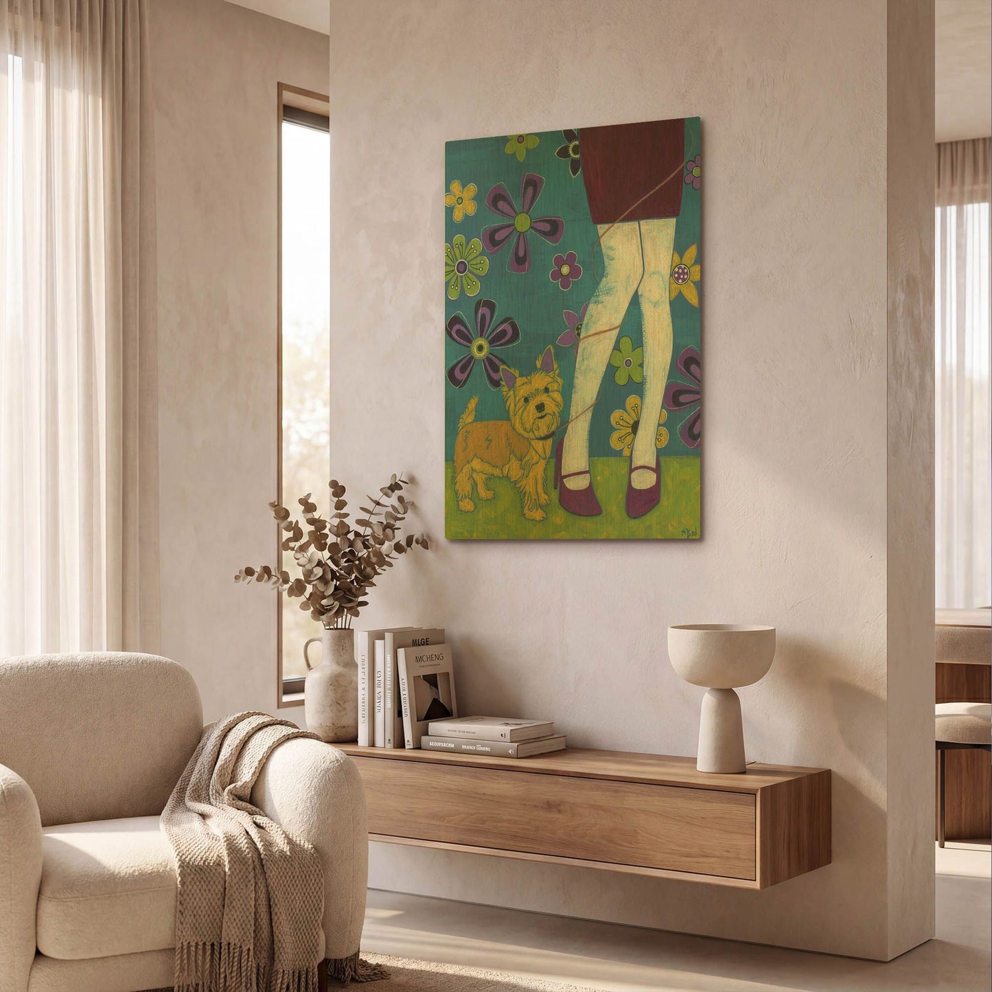 'The Yorkie Fandango' By Angela Bond Gold Metal Wall Art
