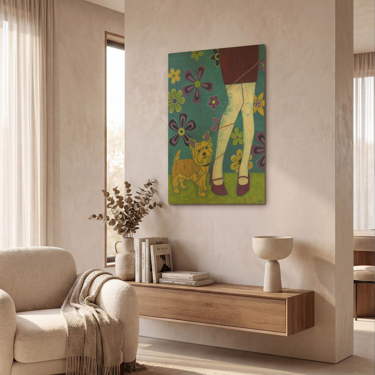 'The Yorkie Fandango' By Angela Bond Gold Metal Wall Art