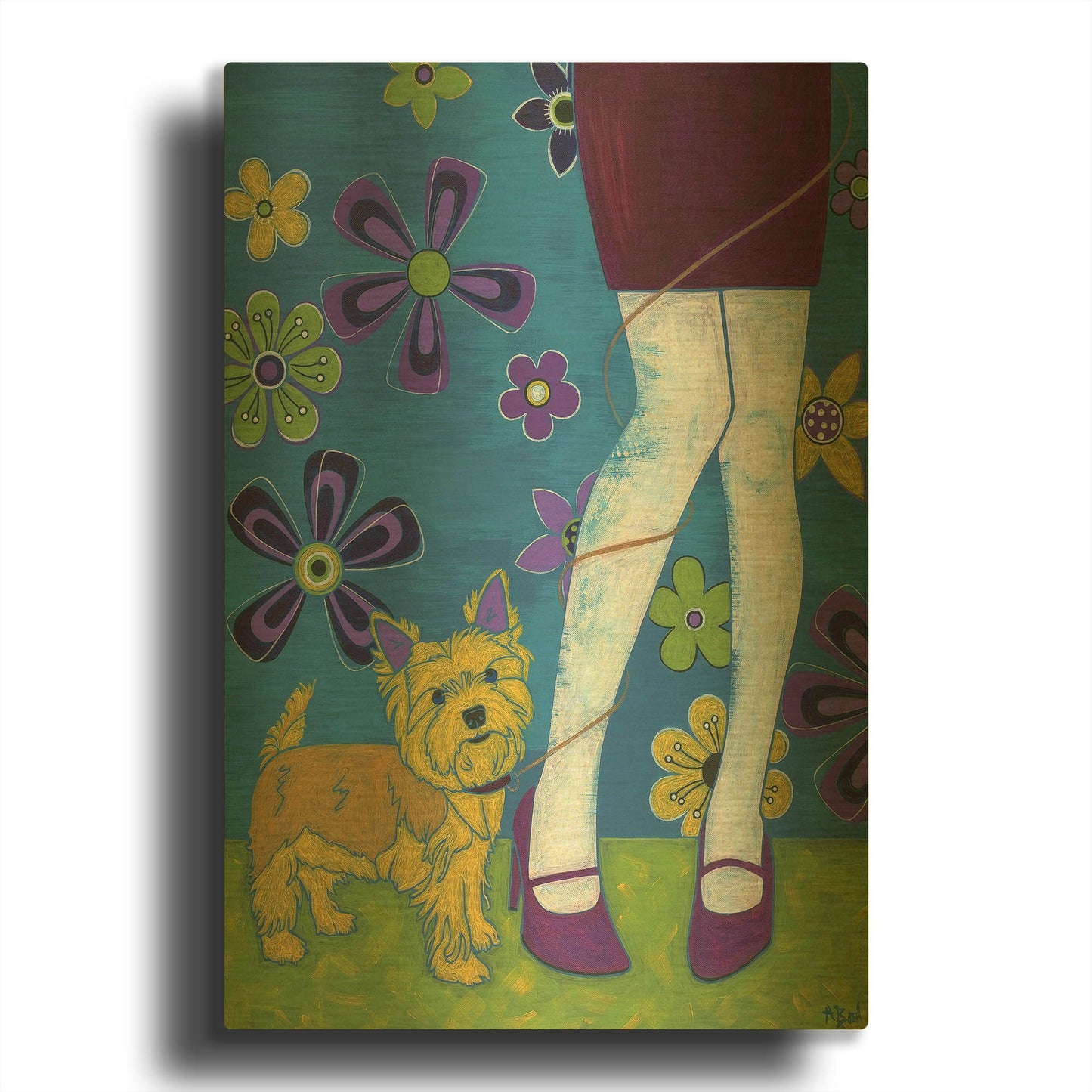 'The Yorkie Fandango' By Angela Bond Gold Metal Wall Art