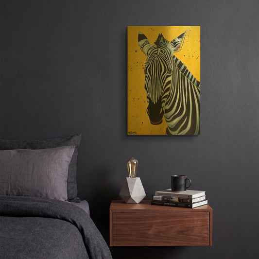 'Zebra' By Angela Bond Gold Metal Wall Art