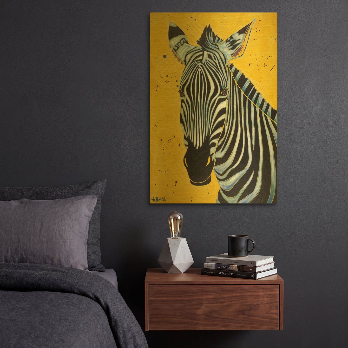 'Zebra' By Angela Bond Gold Metal Wall Art