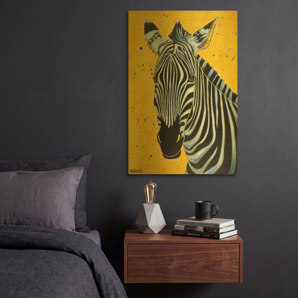 'Zebra' By Angela Bond Gold Metal Wall Art