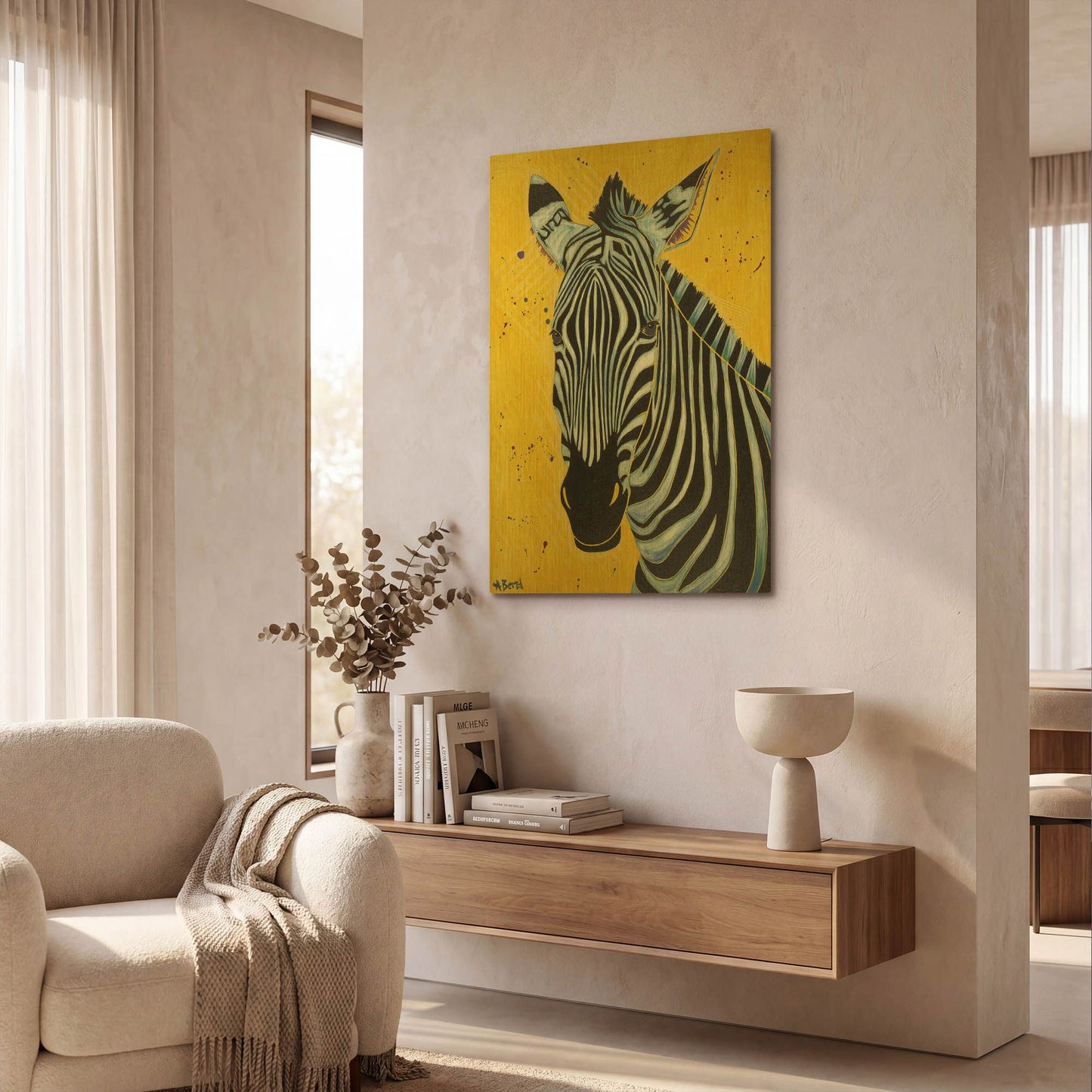 'Zebra' By Angela Bond Gold Metal Wall Art