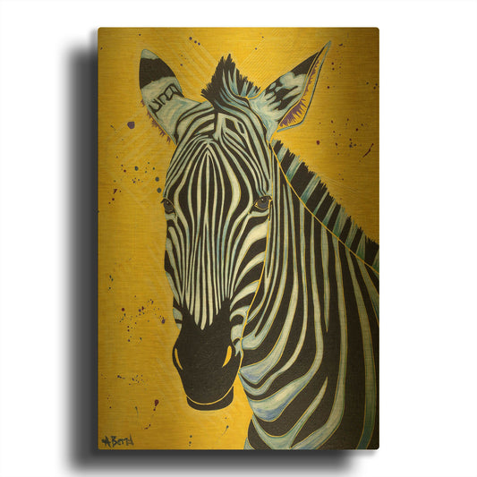 'Zebra' By Angela Bond Gold Metal Wall Art