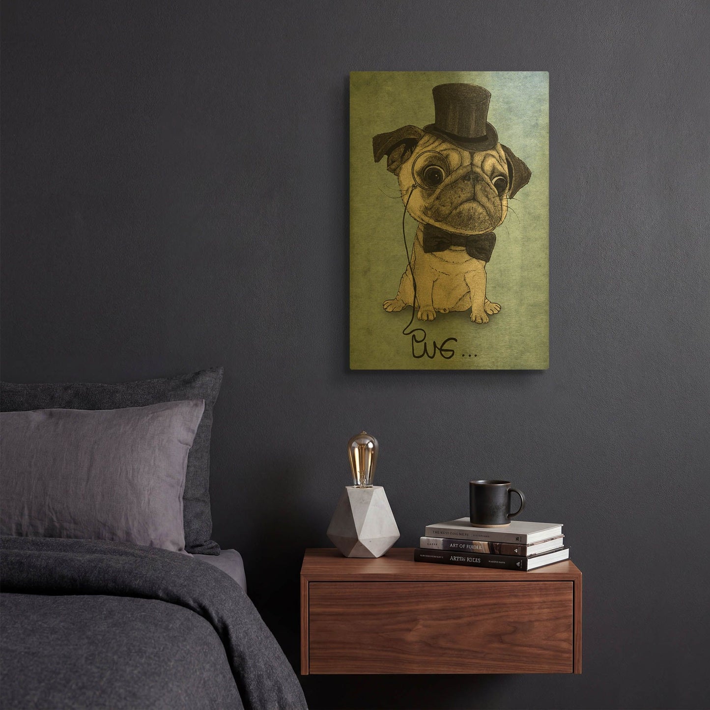 'Gentle Pug' By Barruf Gold Metal Wall Art