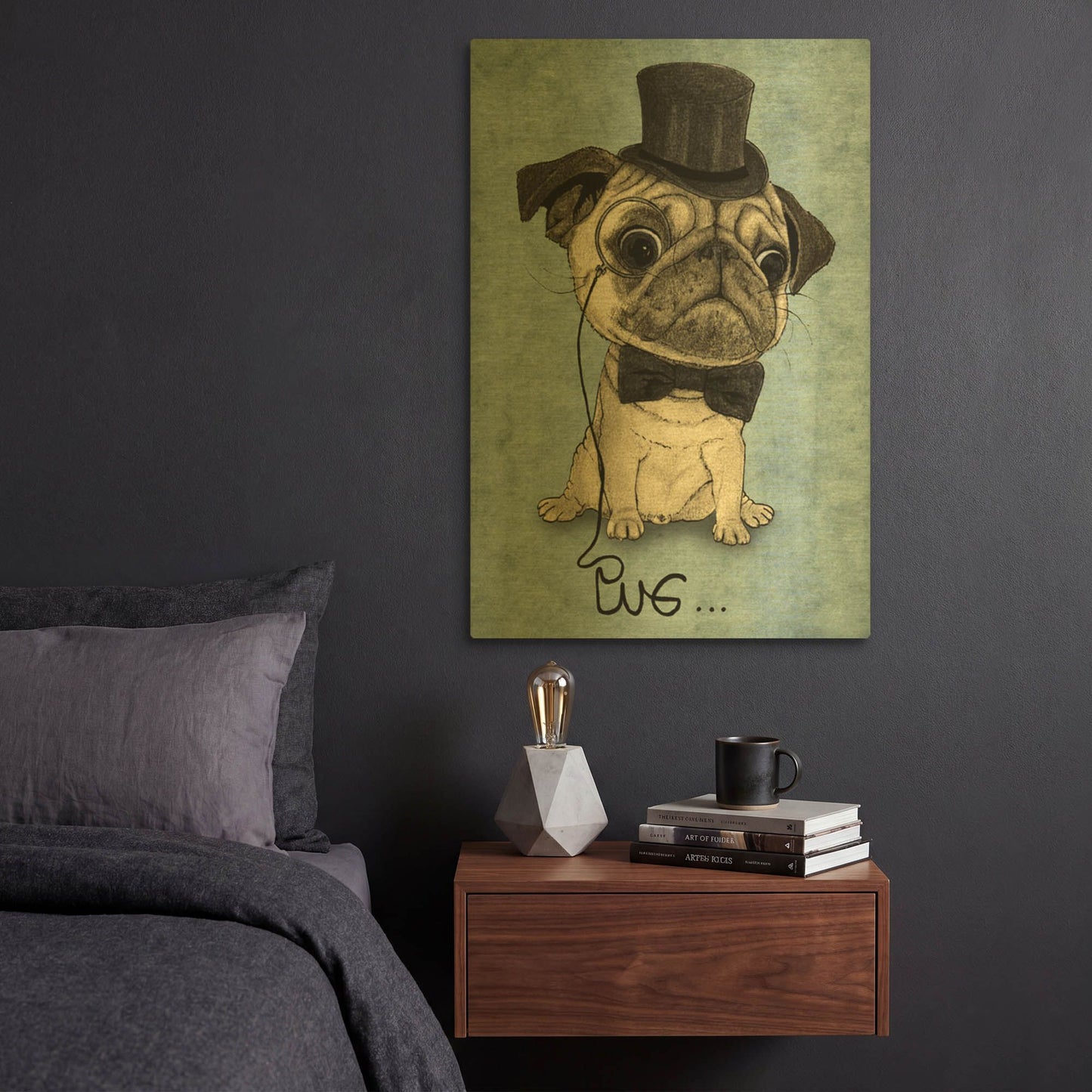 'Gentle Pug' By Barruf Gold Metal Wall Art