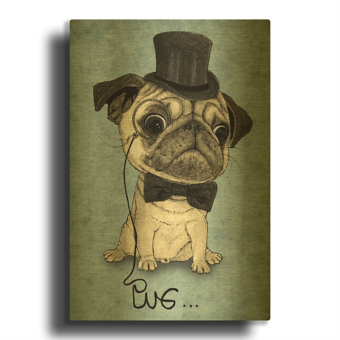 'Gentle Pug' By Barruf Gold Metal Wall Art