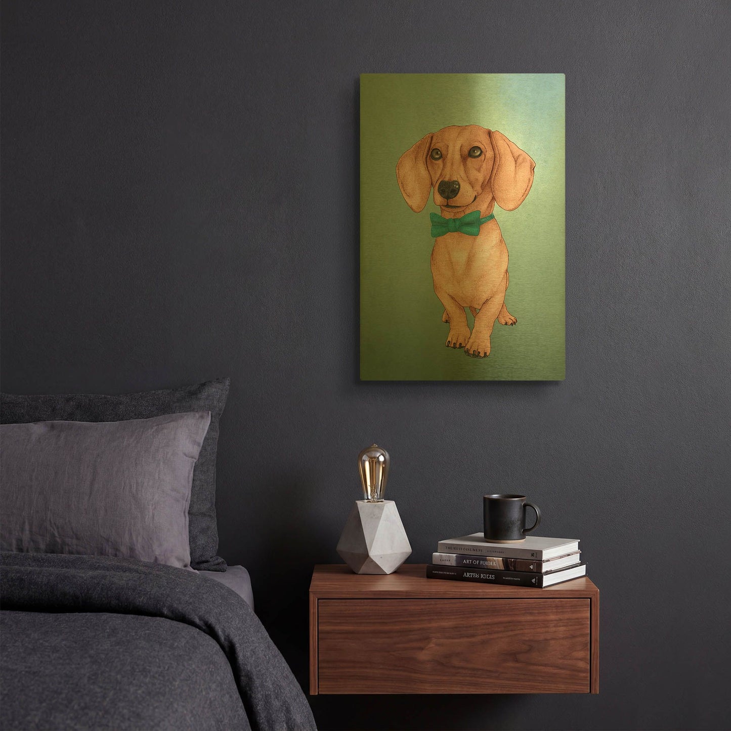 'The Wiener Dog' By Barruf Gold Metal Wall Art