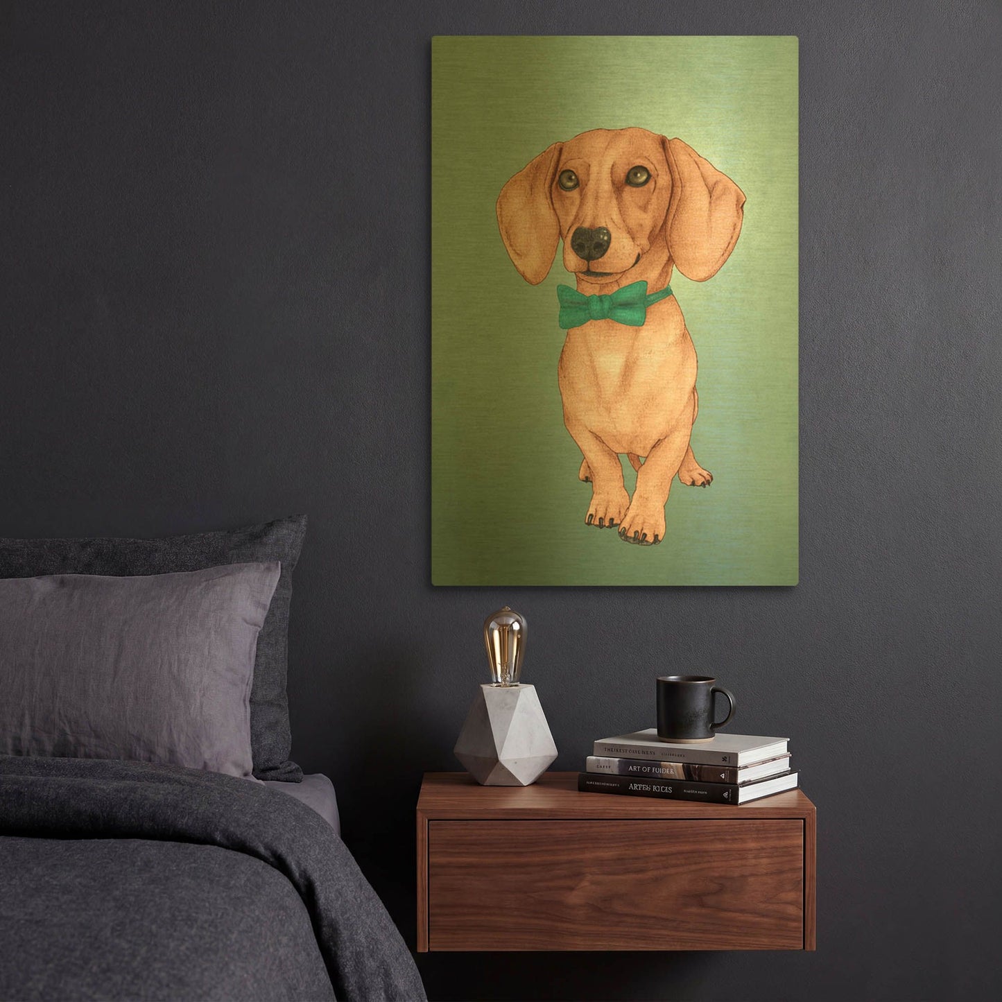 'The Wiener Dog' By Barruf Gold Metal Wall Art