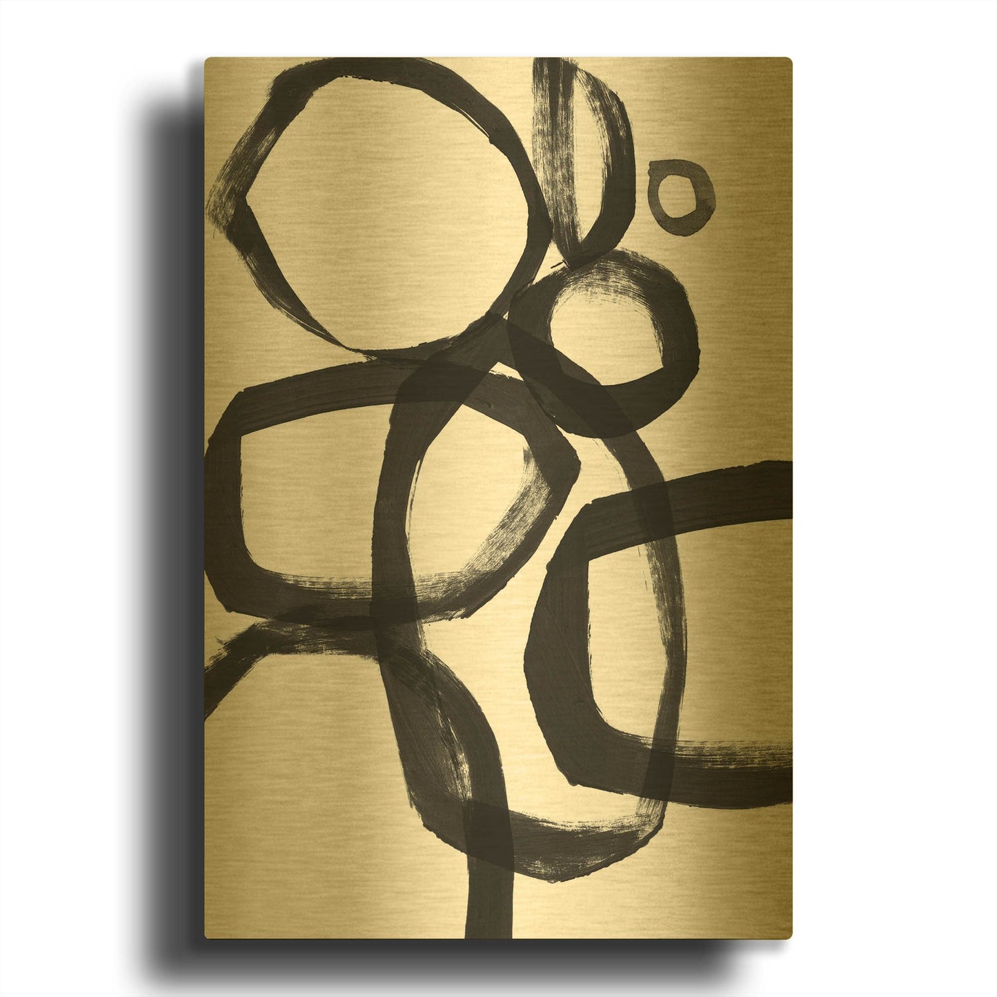 'Brushstroke Circles II' By Linda Woods Gold Metal Wall Art