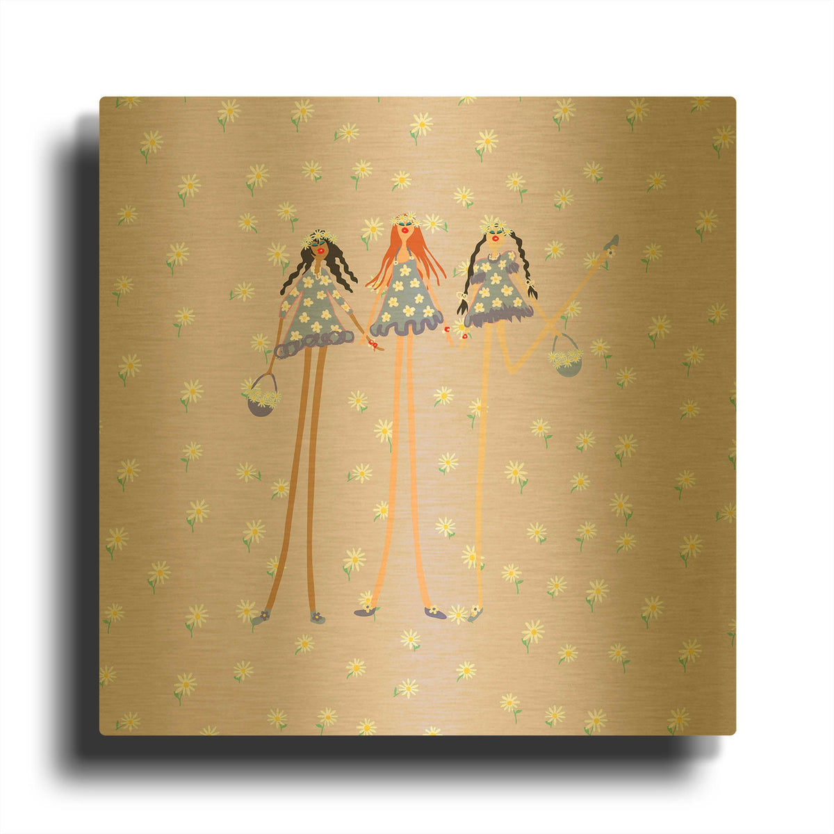 'Flower Girls' By Caroline Benchétrit Gold Metal Wall Art