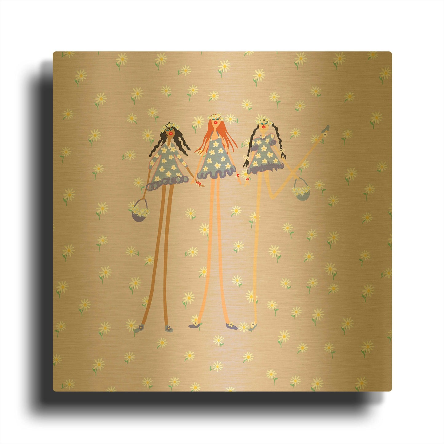 'Flower Girls' By Caroline Benchétrit Gold Metal Wall Art