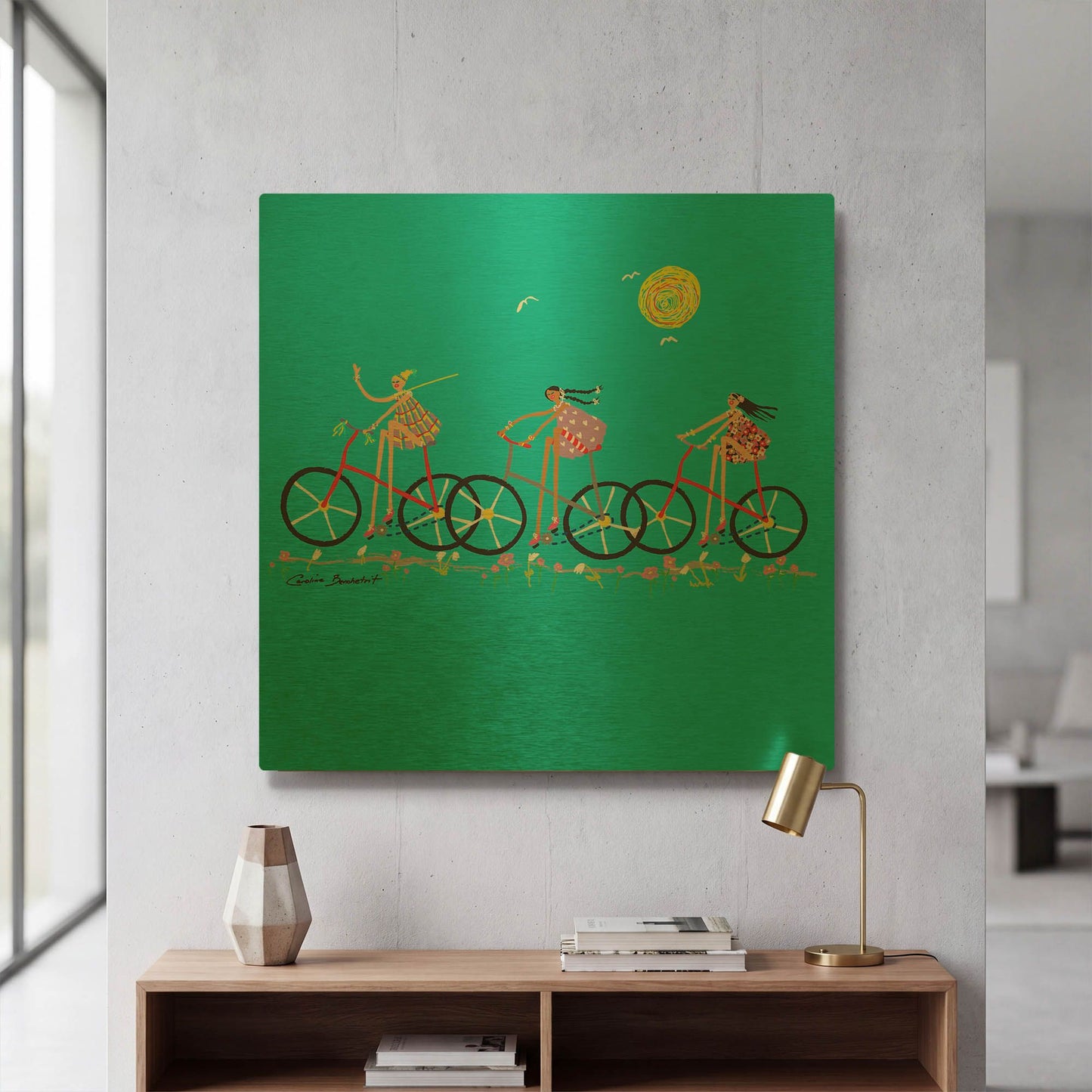 'Tour de Girls' By Caroline Benchétrit Gold Metal Wall Art