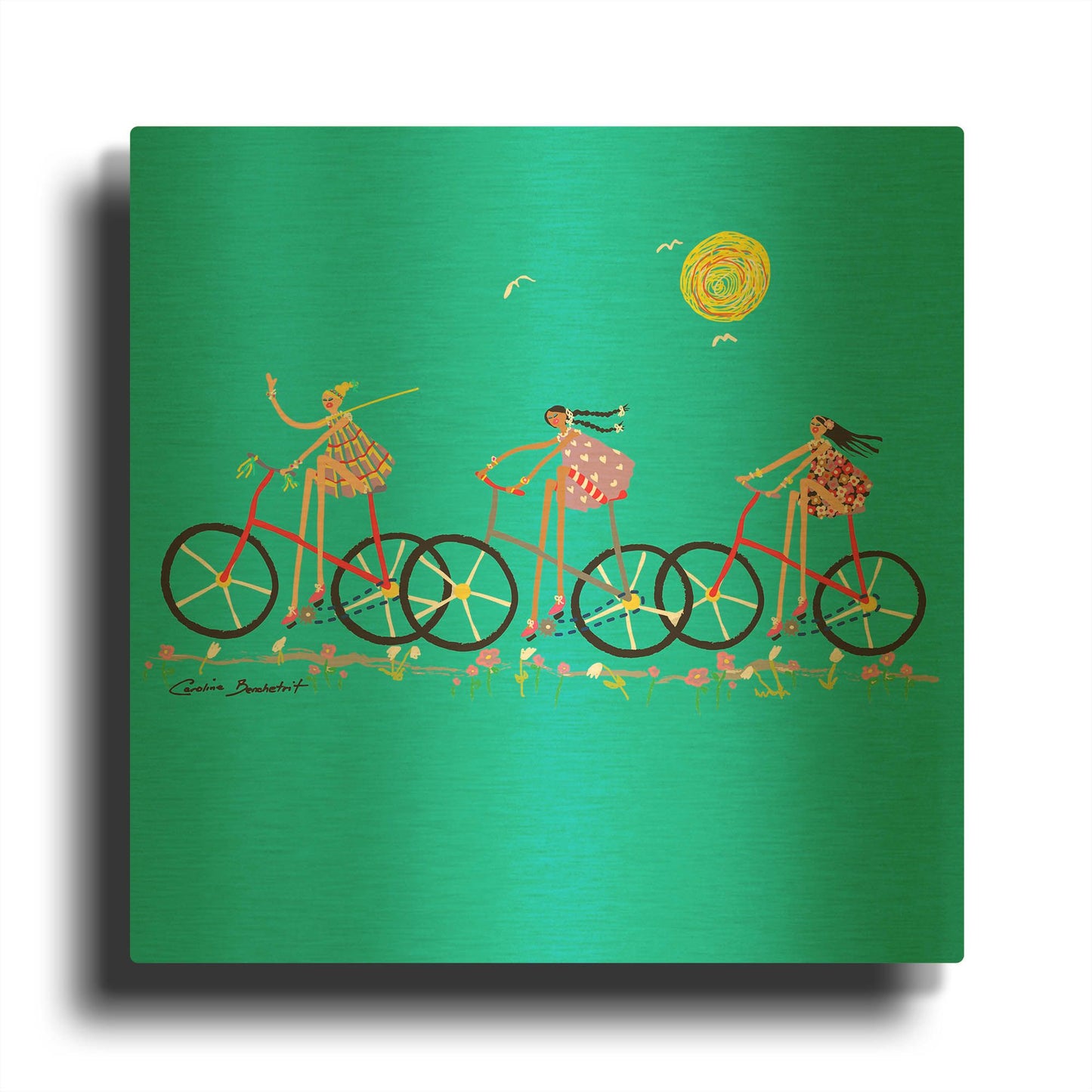 'Tour de Girls' By Caroline Benchétrit Gold Metal Wall Art
