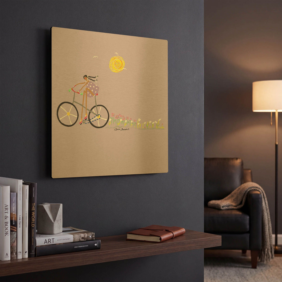 'Tour de Girls 2' By Caroline Benchétrit Gold Metal Wall Art