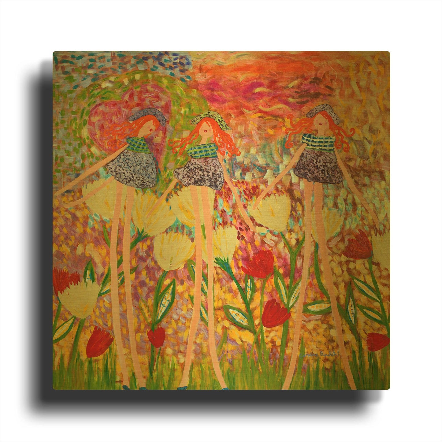 'Three Friends' By Caroline Benchétrit Gold Metal Wall Art