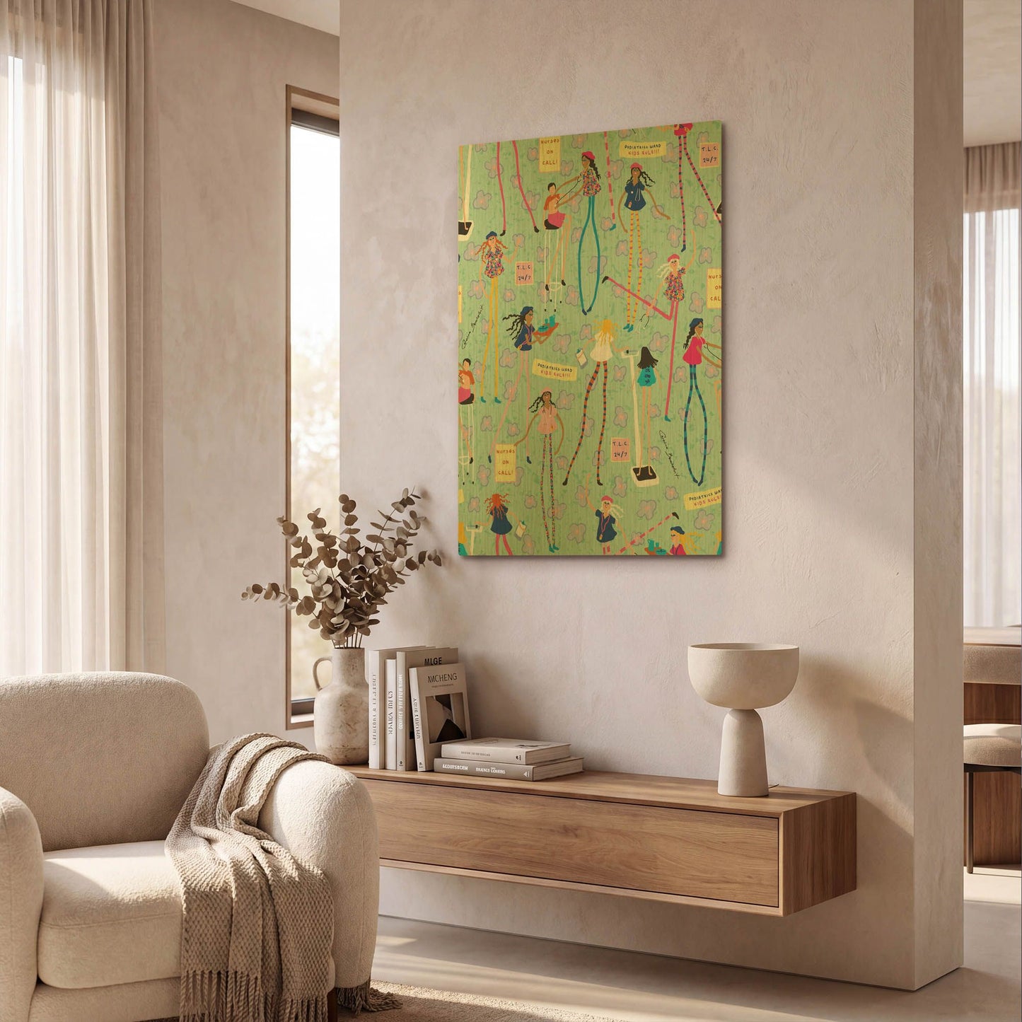 'Nurse Girls' By Caroline Benchétrit Gold Metal Wall Art