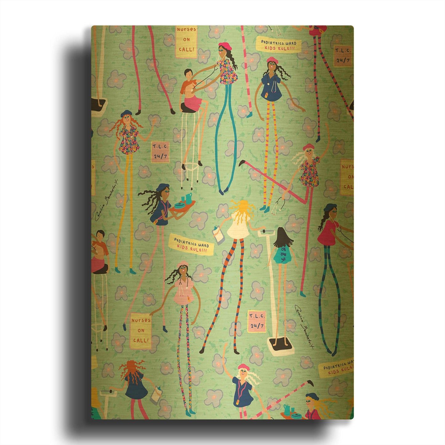'Nurse Girls' By Caroline Benchétrit Gold Metal Wall Art