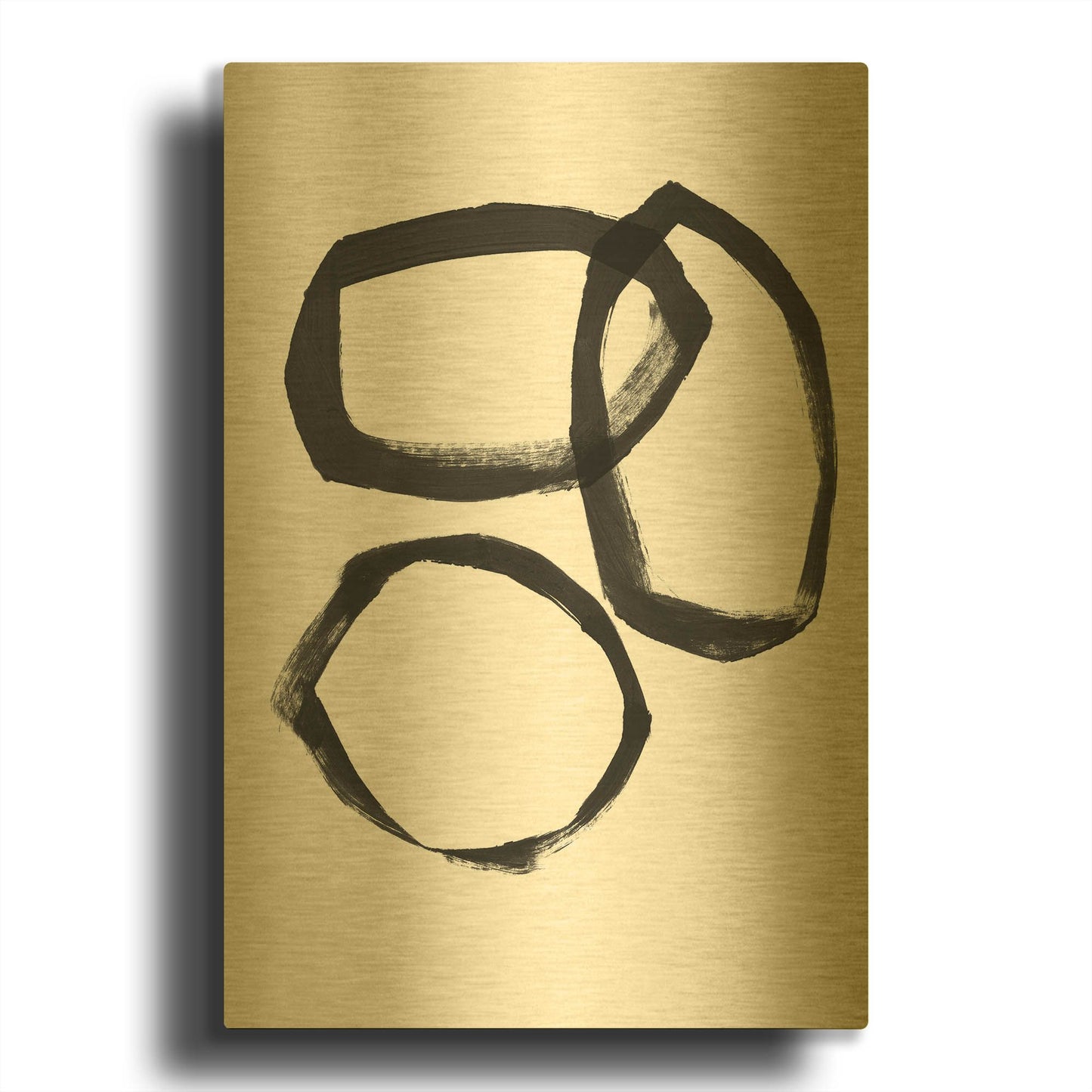 'Brushstroke Circles III' By Linda Woods Gold Metal Wall Art