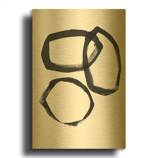 'Brushstroke Circles III' By Linda Woods Gold Metal Wall Art