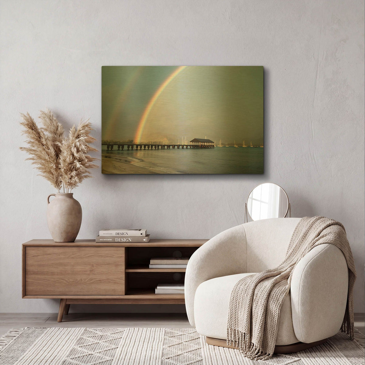 'Rainbows at Hanalei' By Daniel Burt Gold Metal Wall Art