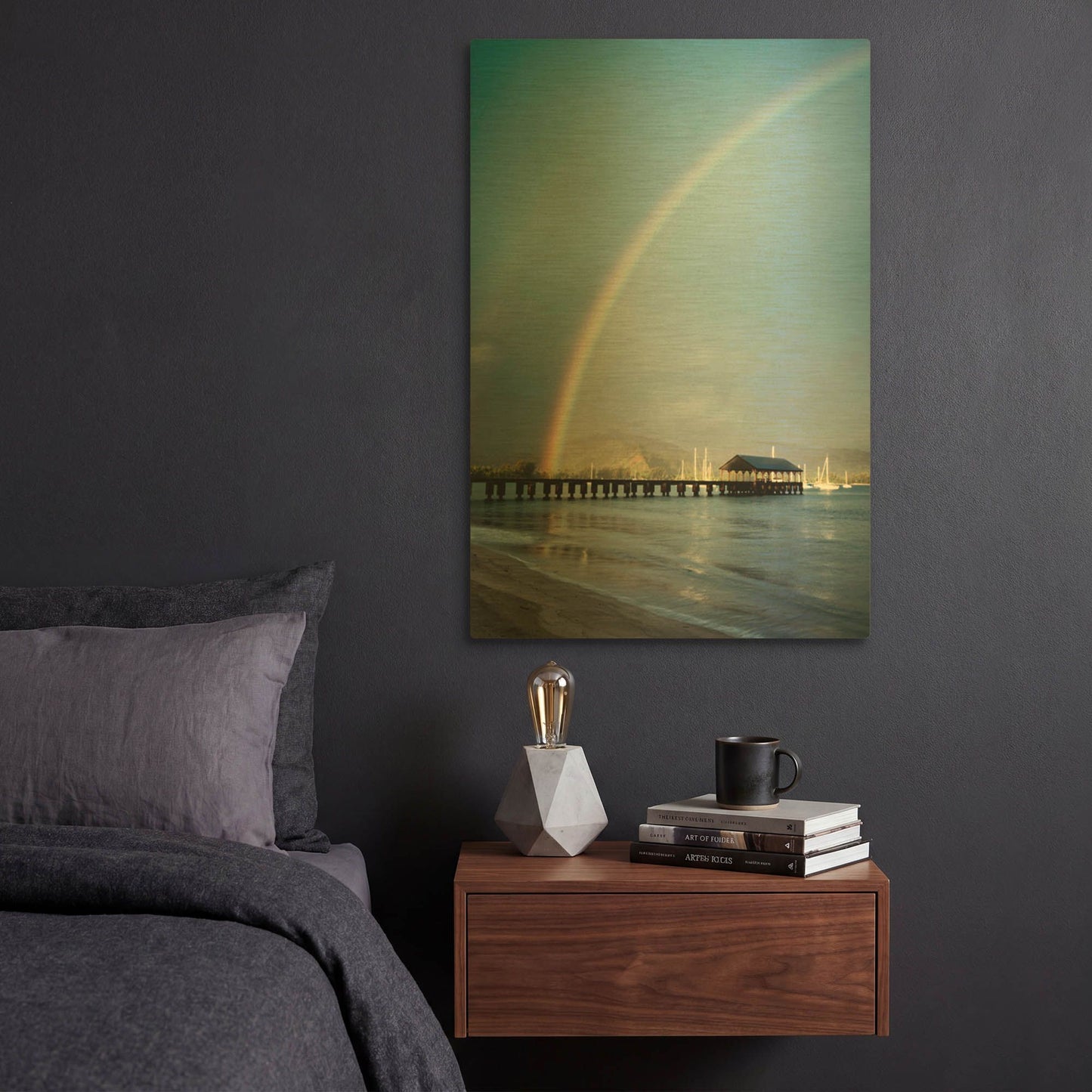 'Rainbows at Hanalei II' By Daniel Burt Gold Metal Wall Art