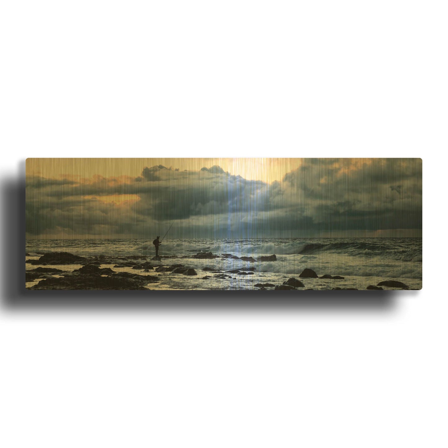'Surf Fishing' By Daniel Burt Gold Metal Wall Art