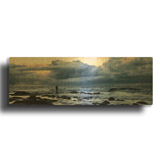 'Surf Fishing' By Daniel Burt Gold Metal Wall Art