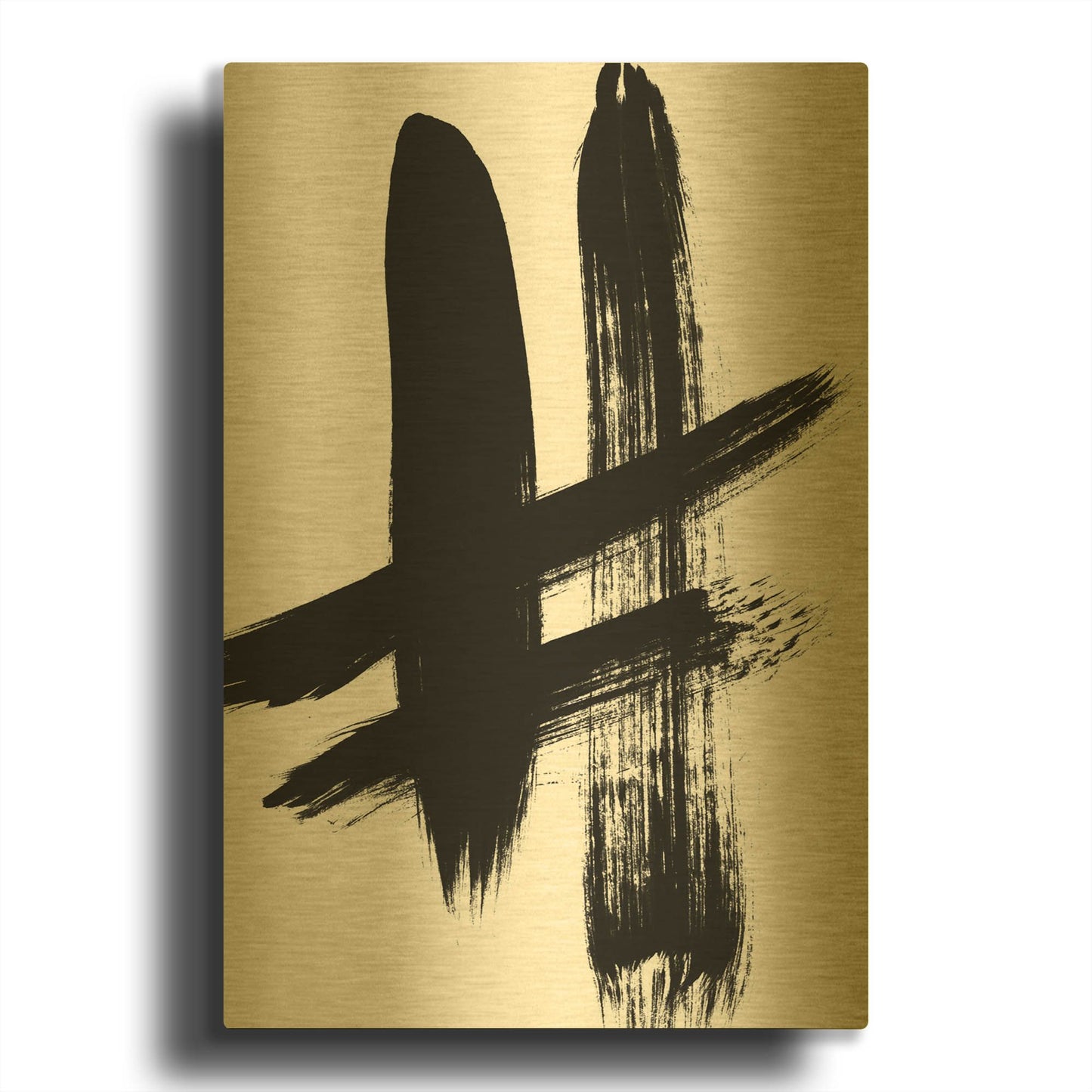 'Brushstrokes V' By Linda Woods Gold Metal Wall Art